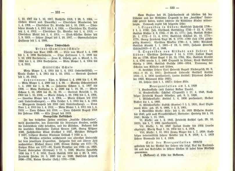 Konrad Klose, Geschichte der Stadt Lüben, Verlag Kühn Lüben, 1924, S. 532/533