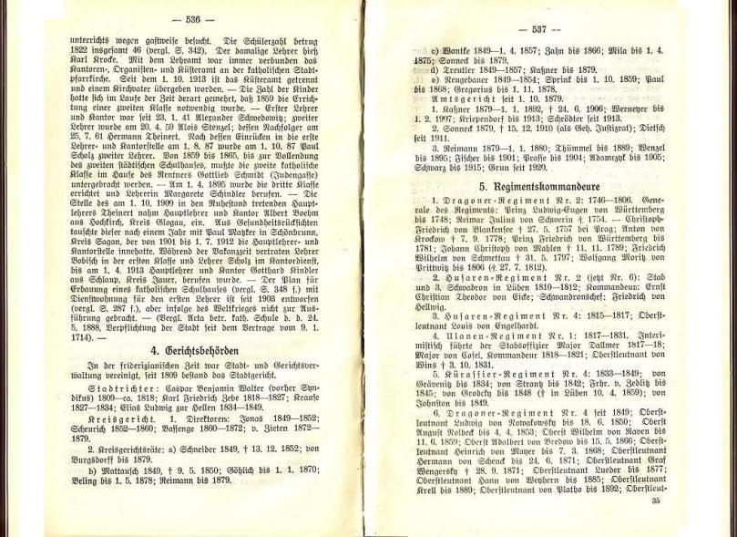 Konrad Klose, Geschichte der Stadt Lüben, Verlag Kühn Lüben, 1924, S. 536/537