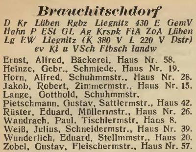 Brauchitschdorf in: Amtliches Landes-Adressbuch der Provinz Niederschlesien 1927