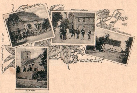 Kolonialwarenhandlung G. Feind, Beamtenwohnhaus, Grossers Gasthof, Evangelische Kirche