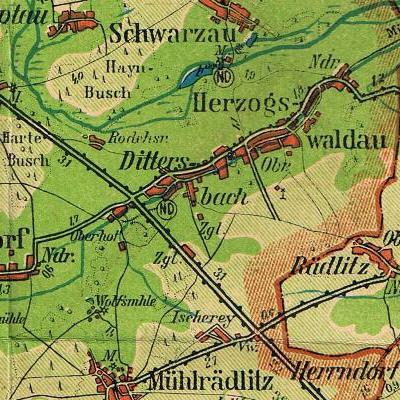 Dittersbach auf der Kreiskarte Lüben 1935