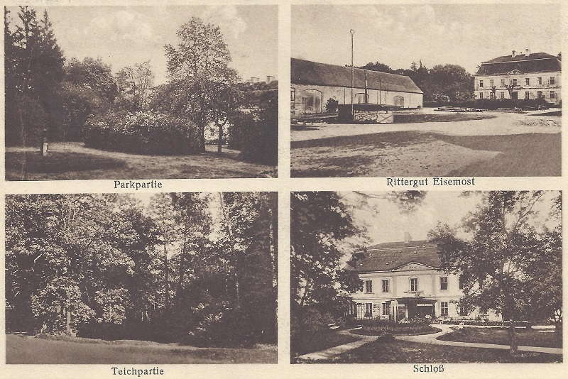 Eisemost: Parkpartie, Rittergut Eisemost, Teichpartie, Schloss