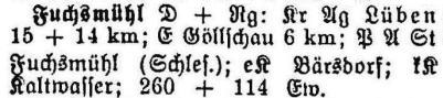 Fuchsmühl  in: Alphabetisches Verzeichnis sämtlicher Ortschaften der Provinz Schlesien 1913