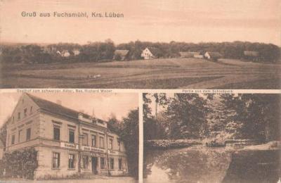 Fuchsmühl: Gasthof zum Schwarzen Adler, Besitzer Richard Weber, Partie aus dem Schlosspark
