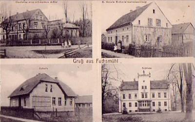 Fuchsmühl: Gasthof zum Schwarzen Adler, Kolonialwarenhandlung, Schule, Schloss