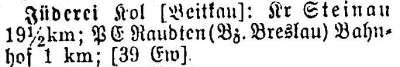 Schlesisches Ortschaftsverzeichnis 1913 - Jüderei