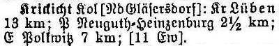 Krickicht  in: Alphabetisches Verzeichnis sämtlicher Ortschaften der Provinz Schlesien 1913