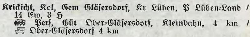 Krickicht in: Alphabetisches Verzeichnis der Stadt- und Landgemeinden im Gau Niederschlesien 1939