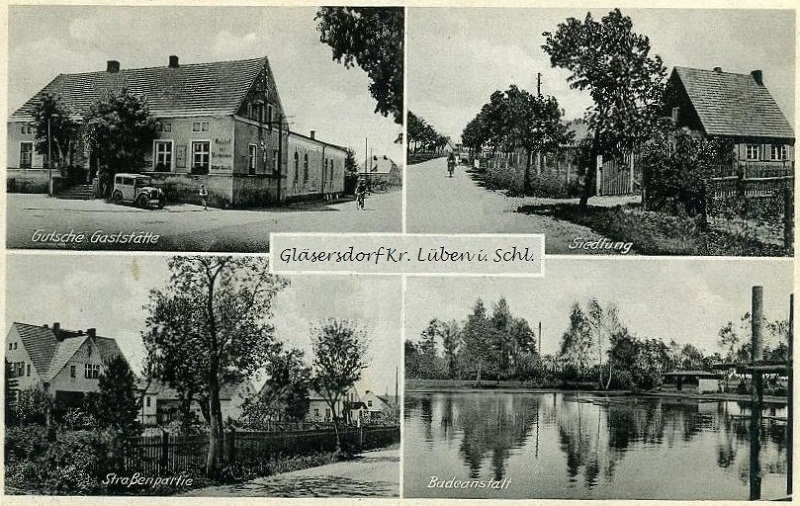 Gaststätte Arthur Gutsche, Siedlung, Straßenpartie, Badeanstalt