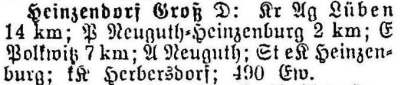 Groß Heinzendorf  in: Alphabetisches Verzeichnis sämtlicher Ortschaften der Provinz Schlesien 1913