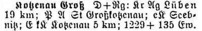 Groß Kotzenau  in: Alphabetisches Verzeichnis sämtlicher Ortschaften der Provinz Schlesien 1913