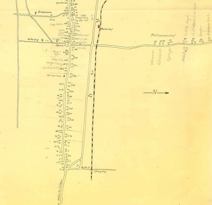 Dorfplan der Gemeinde Groß Kotzenau, Krebsberg und Plätscherdorf