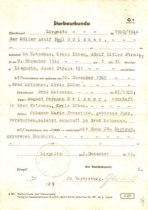 Sterbeurkunde 1944