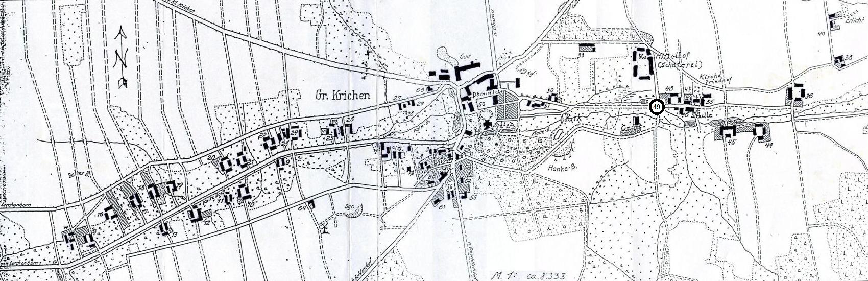 Dorfplan Groß Krichen von Alfred Grosser