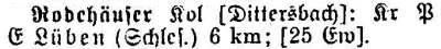 Rodehäuser  in: Alphabetisches Verzeichnis sämtlicher Ortschaften der Provinz Schlesien 1913