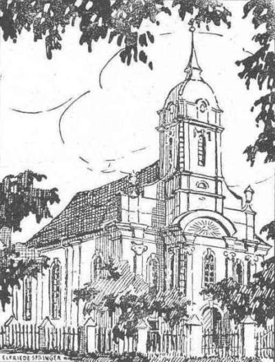 Katholische Kirche zu Kaltwasser, Zeichnung von Elfriede Springer