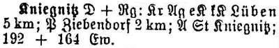 Kniegnitz in: Alphabetisches Verzeichnis sämtlicher Ortschaften der Provinz Schlesien 1913