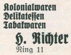 Kolonialwaren, Delikatessen, Tabakwaren H. Richter