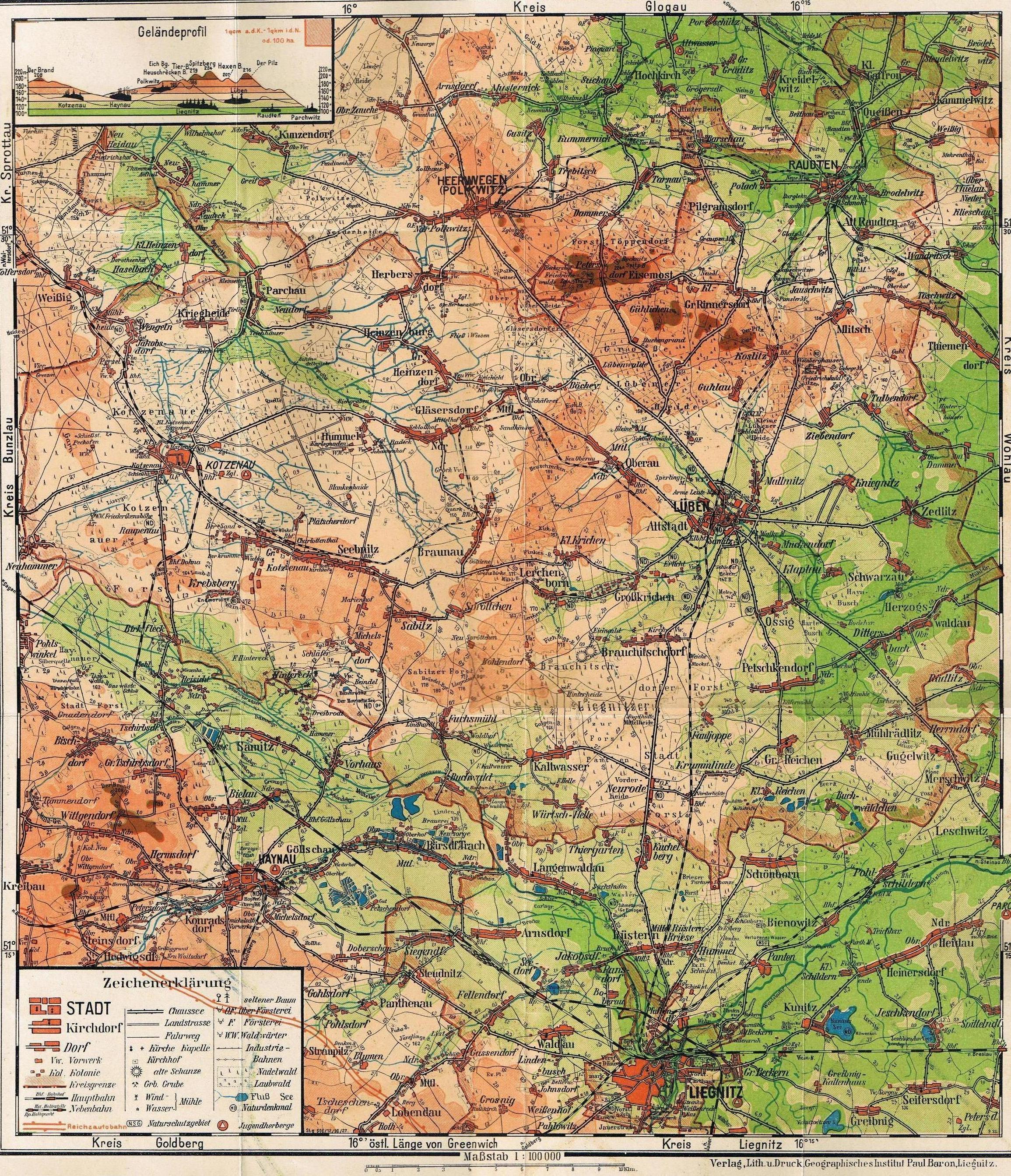 Karte des Kreises Lüben 1935
