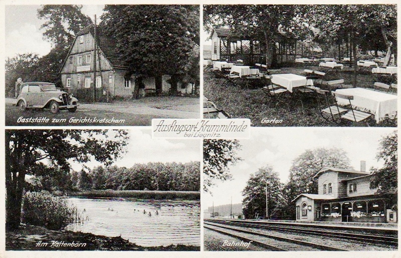 Krummlinde: Gaststätte zum Gerichtskretscham, Garten, Am Kaltenborn, Bahnhof