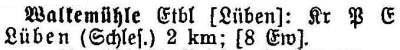 Schlesisches Ortschaftsverzeichnis 1913 - Walkemühle