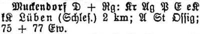 Muckendorf in: Alphabetisches Verzeichnis sämtlicher Ortschaften der Provinz Schlesien 1913