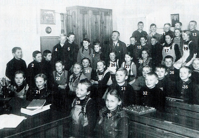 Volksschule Neudorf bei Lüben im Jahr 1936 mit Lehrer Erich Schild