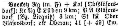 Boeckey in: Alphabetisches Verzeichnis sämtlicher Ortschaften der Provinz Schlesien 1913