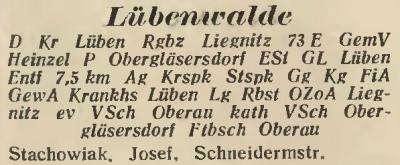 Lübenwalde in: Amtliches Landes-Adressbuch der Provinz Niederschlesien  1927