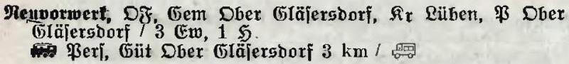 Neuvorwerk in:  Alphabetisches Verzeichnis der Stadt- und Landgemeinden im Gau Niederschlesien 1939