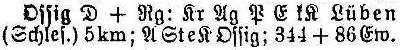 Ossig in: Alphabetisches Verzeichnis sämtlicher Ortschaften der Provinz Schlesien 1913