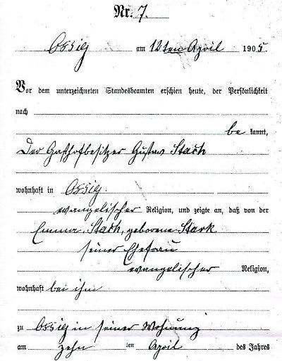 Geburt der Helene Stach am 10.4.1905