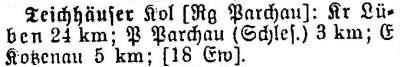 Teichhäuser in: Alphabetisches Verzeichnis sämtlicher Ortschaften der Provinz Schlesien 1913