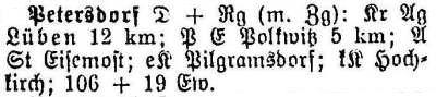Schlesisches Ortschaftsverzeichnis 1913 - Petersdorf
