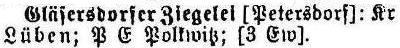 Gläsersdorfer Ziegelei in: Alphabetisches Verzeichnis sämtlicher Ortschaften der Provinz Schlesien 1913