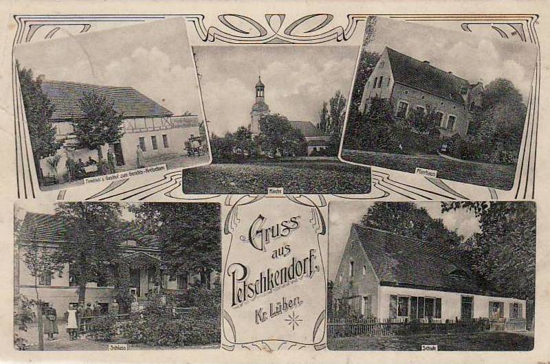 Petschkendorf: Friedrich's Gasthof zum Gerichts-Kretscham, Kirche, Pfarrhaus, Schloss, Schule
