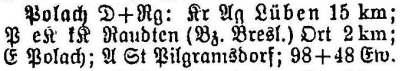 Polach in: Alphabetisches Verzeichnis sämtlicher Ortschaften der Provinz Schlesien 1913