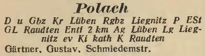 Polach in: Amtliches Landes-Adressbuch der Provinz Niederschlesien 1927