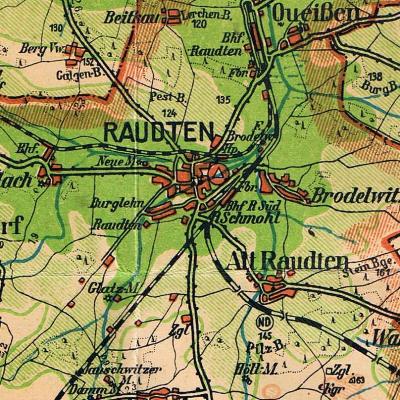 Raudten auf der Kreiskarte Lüben 1935