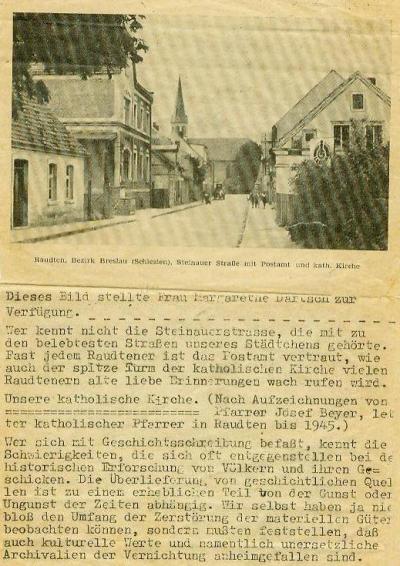 Raudtener Rundbrief Nr. 1 vom 1.10.1951 S. 5
