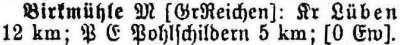 Birkmühle in: Alphabetisches Verzeichnis sämtlicher Ortschaften der Provinz Schlesien 1913