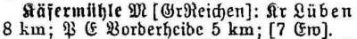 Käfermühle in: Alphabetisches Verzeichnis sämtlicher Ortschaften der Provinz Schlesien 1913