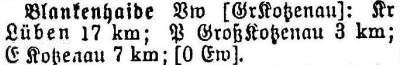 Blankenhaide in: Alphabetisches Verzeichnis sämtlicher Ortschaften der Provinz Schlesien 1913