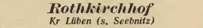 Rothkirchhof in:  Amtliches Landes-Adressbuch der Provinz Niederschlesien 1927