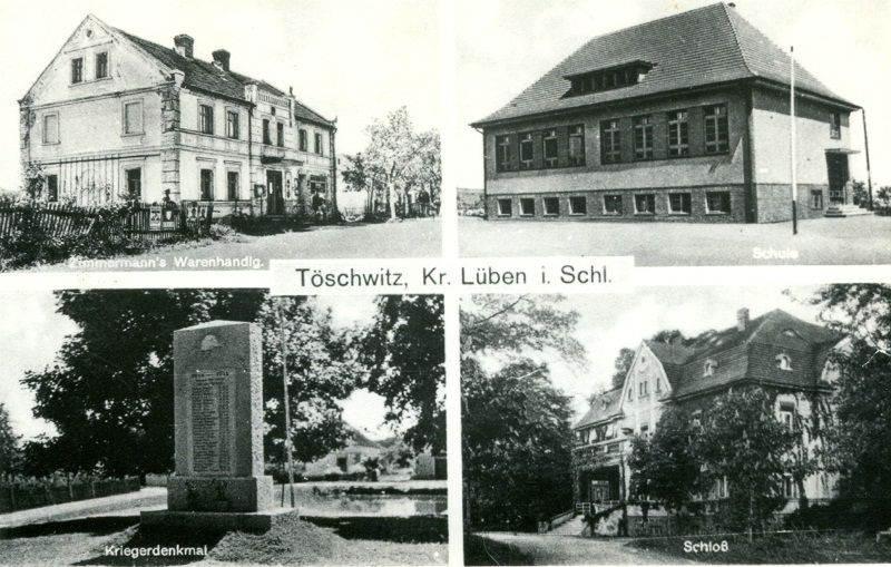 Zimmermanns Warenhandlung, neue Schule, Kriegerdenkmal, Schloss