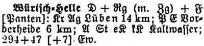 Würtsch-Helle in: Alphabetisches Verzeichnis sämtlicher Ortschaften der Provinz Schlesien 1913