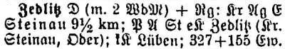 Zedlitz in: Alphabetisches Verzeichnis sämtlicher Ortschaften der Provinz Schlesien 1913